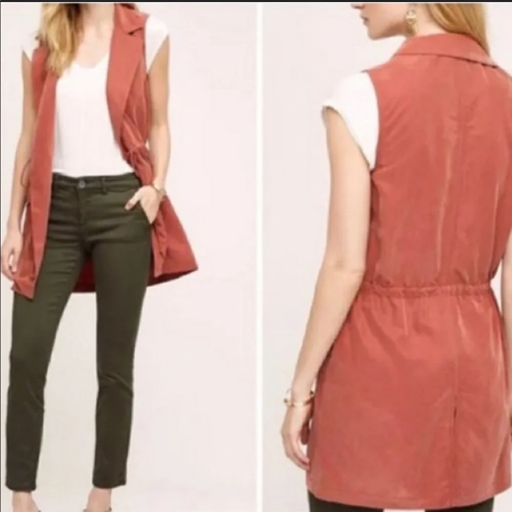 Anthropologie olive utility Vest utility long open/close fall - Picture 2 of 2